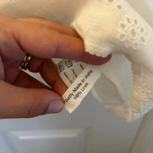 ANN MASHBURN WILLA NEW TOP WHITE EMBROIDERED EYELET 
LINEN - Picture 4 of 5